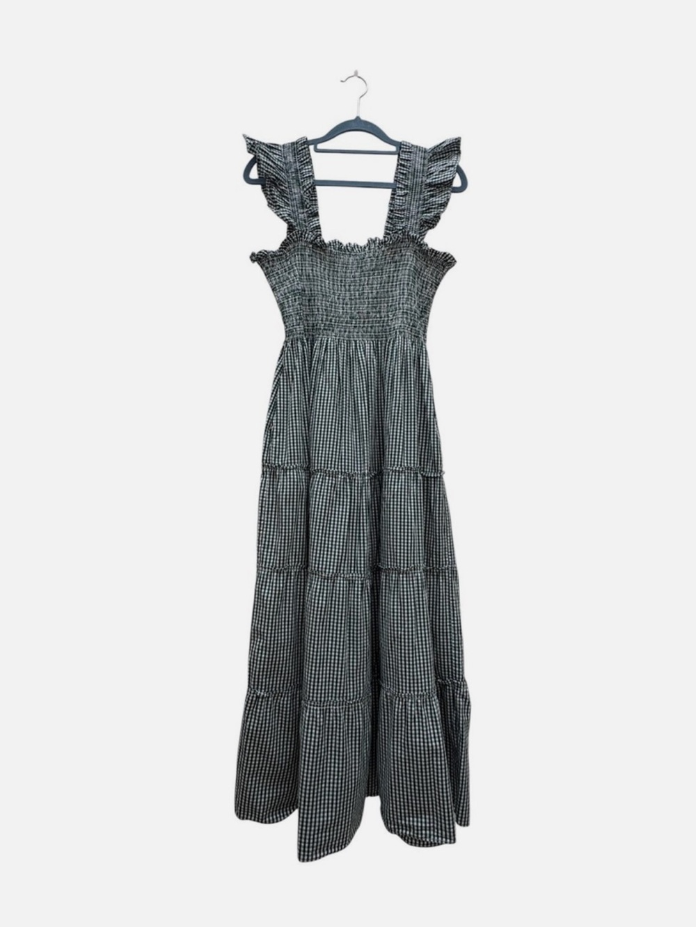 Hill House “Nap Dress” Maxi Dress in Forest Green and White Gingham - Picture 3 of 8